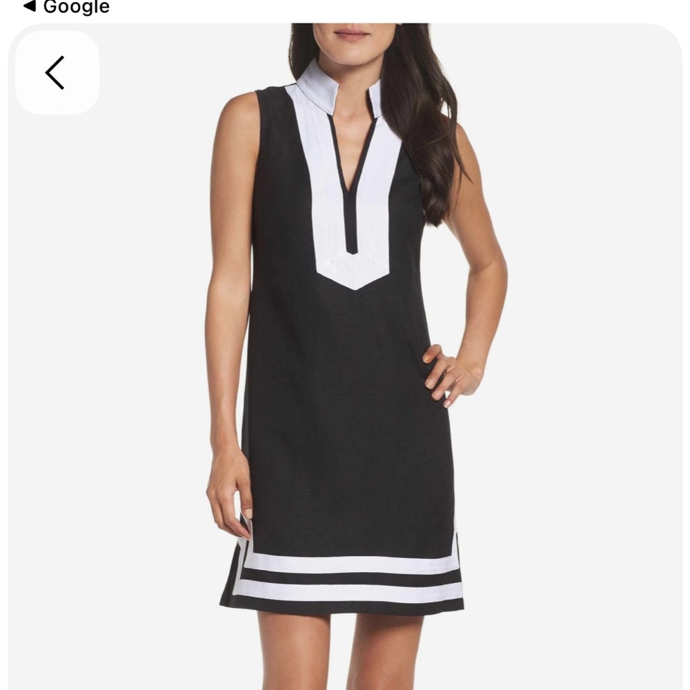 Eliza J Black Mandarin Collar Linen Blend Sheath Dress-size 4